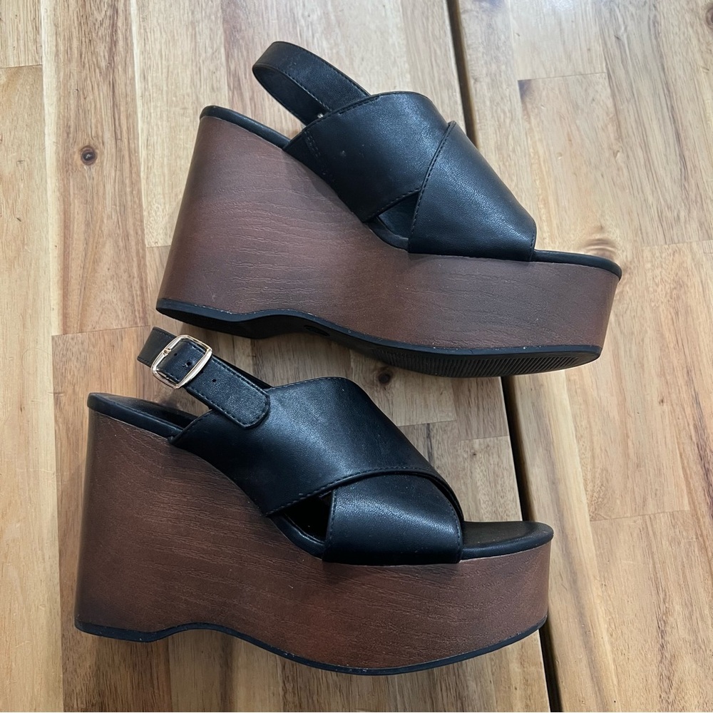 Universal Thread Black Platform Wedge Sandals Wom… - image 6